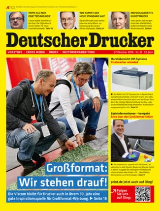 Titelseite Deutscher Drucker Ausgabe 21/2016