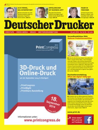 Titelseite Deutscher Drucker Digital Ausgabe 15-16/2014