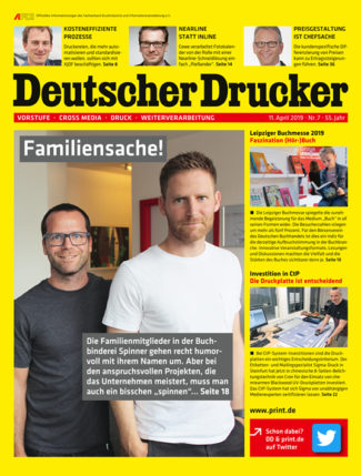Druckweiterverarbeitung: Deutscher Drucker Nr. 7/2019 ist ab sofort im print.de-Shop erhältlich.