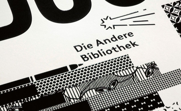 Buchverlage: Klare Linien für den Kometenschweif, die Textzeile linksgeneigt, also »anders« – das Signet wurde 2011 von BANK™ überarbeitet – Detail aus einem Werbeplakat.