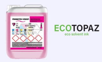 Large Format Printing: Die neuen Eco-Topaz-Tinten stehen optional in Gebinden zu jeweils einem Liter oder als Kartuschen zur Verfügung.