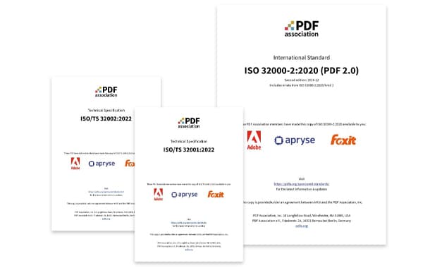 Ab sofort kostenloser Zugang zur PDF 2.0-Spezifikation: Die PDF-Unternehmen Adobe, Apryse und Foxit sponsern die öffentliche Verfügbarkeit der ISO 32000-2