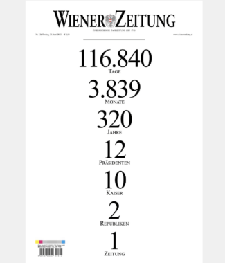 Die letzte Titelseite: Die 320 Jahre alte "Wiener Zeitung" erschien am 30. Juni 2023 zum letzten Mal in gedruckter Form.