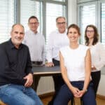 Das Führungsteam der Rose Druck GmbH (v.l.n.r.): Tobias Kabel, Michael Roth, Bernd Rose, Linn Rose und Domenica Ratzel.