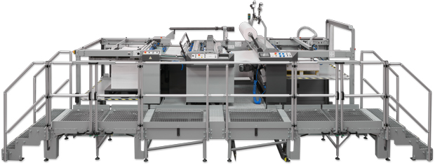 Die neue Kaschiermaschine FKS/Komfi Sirius 110 verarbeitet ­offset und digital erstellte Drucksachen bis zum Format B0.