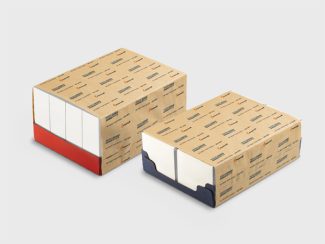 Der paperS von Hugo Beck verpackt Produkte im Tray oder ohne Tray in Kraftpapier mit Überlappung und optimierter Heißleim-Verklebung, wodurch eine feste und stabile Verpackung entsteht.